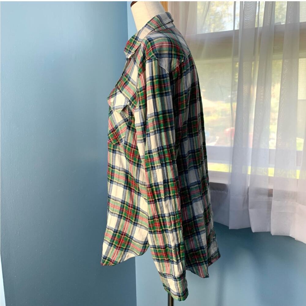 J. Crew White Stewart Tartan Plaid Button Down Shirt Size 8 - Picture 4 of 8